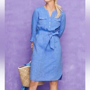 Talbots Linen Popover Shirtdress - Chambray Blue- size L